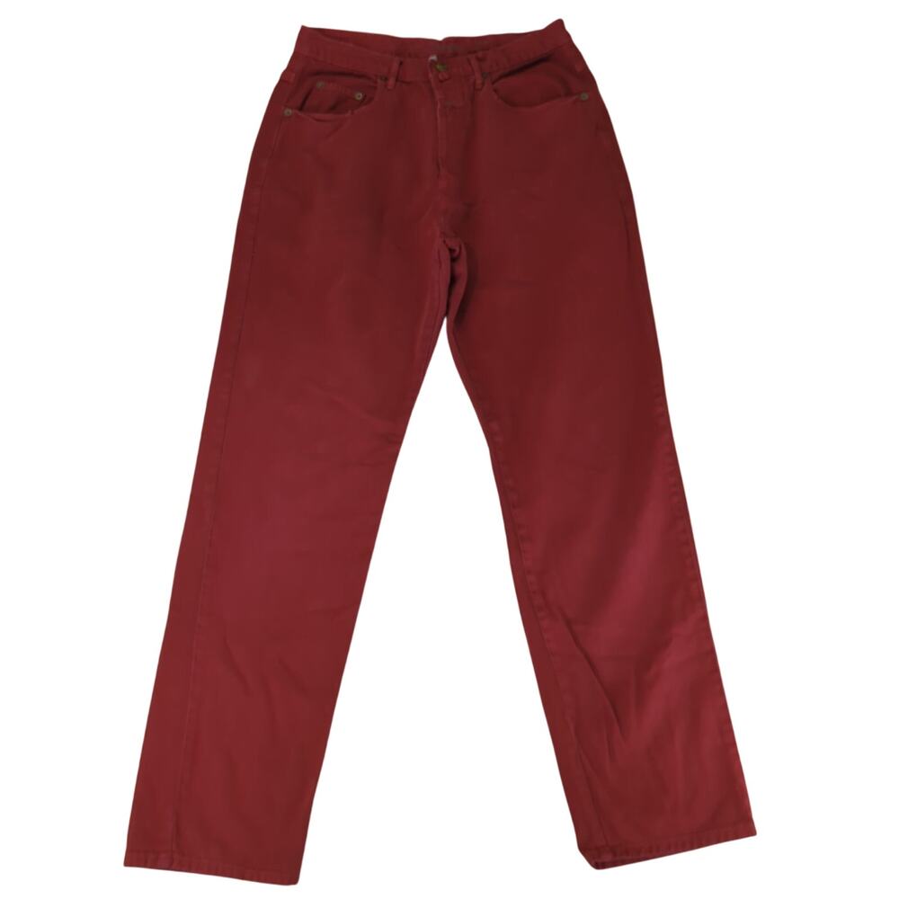 Marithe‎ Francois Girbaud High-rise Straight Leg Jeans Red Pants Women's 7/8